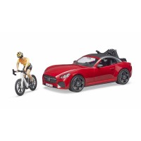 03485 Bruder Roadster met wielrenner en fietsendrager 1:16 03485 Bruder Roadster met wielrenner en fietsendrager 1:16