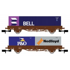 6400 Arnold N NS set van twee containerwagens BELL/P&O/Nedlloyd 6400 Arnold N NS set van twee containerwagens BELL/P&O/Nedlloyd