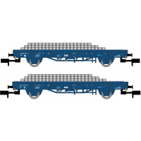 6401 Arnold N NL RailPro set van twee platte wagens met bielzen lading 6401 Arnold N NL RailPro set van twee platte wagens met bielzen lading