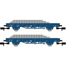 6401 Arnold N NL RailPro set van twee platte wagens met bielzen lading 6401 Arnold N NL RailPro set van twee platte wagens met bielzen lading
