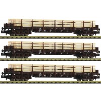 826810 Fleischmann N 3-delige set Houttransportwagens OBB