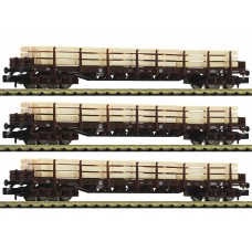 826810 Fleischmann N 3-delige set Houttransportwagens OBB 826810 Fleischmann N 3-delige set Houttransportwagens OBB