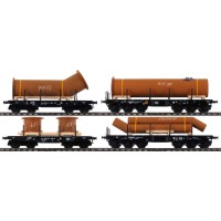 48695 Marklin Set 4-delig platte wagens voor zware goederen met lading 48695 Marklin Set 4-delig platte wagens voor zware goederen met lading