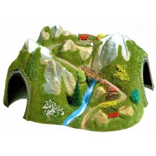 3021 Busch Tunnel bocht met bruggetje H0 3021 Busch Tunnel bocht met bruggetje H0