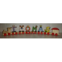 Houten lettertrein 8-delig Houten lettertrein 8-delig