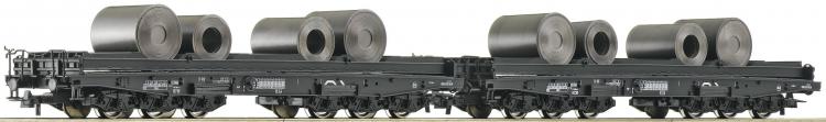 67132 Roco Set 2 delig Transportwagen + Staalrollen NS