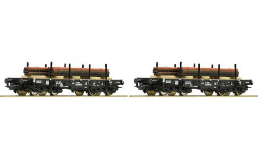 67133 Roco NS set van 2 zwaarlastwagens met stalen balken