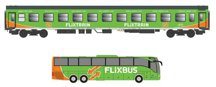 55249 ACME Personenrijtuig type Bomz + Bus MB Setra L17 RHD Flixtrain - Flixbus