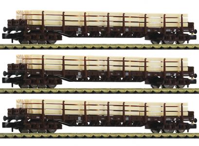 826810 Fleischmann N 3-delige set Houttransportwagens OBB