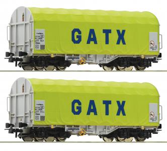 76055 Roco 2-delige wagenset schuifzeilwagens GATX