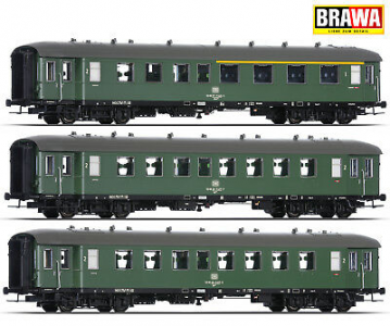 46156 /-157 /-158 Brawa 3-delige set Personenrijtuigen DB 