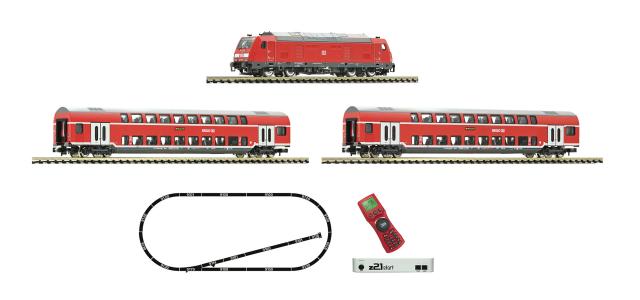 931897 Fleischmann N z21 Startset Diesellocomotief BR 245 met dubbeldekkers DB AG