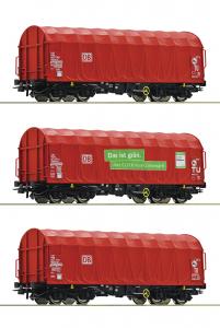 76011 Roco 3-delige set schuifhuifwagens DB AG